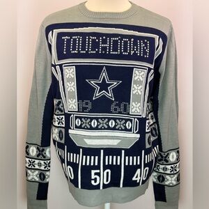NFL Dallas Cowboys Men's Gray Blue Light-Up Ugly Christmas Sweater Size L